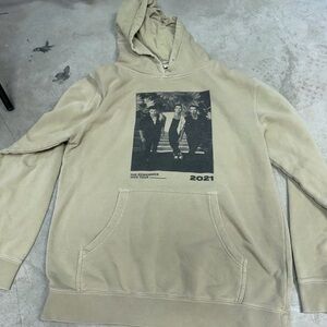 Beige Graphic Pullover Hoodie with 2021 Tour Photo